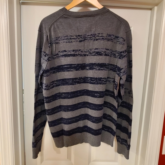Buckle faded distressed striped v-neck sweater grey navy - Picture 4 of 6